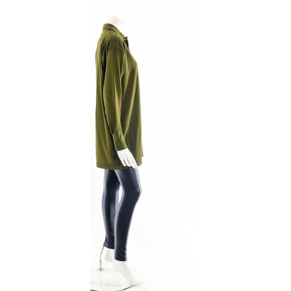 Army Green Collared Tunic Shirt Dress - Picture 5 of 10